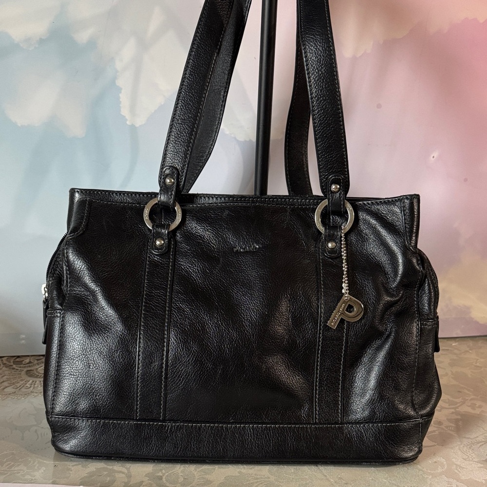 Chic Picard 3 Section Black Leather Bag